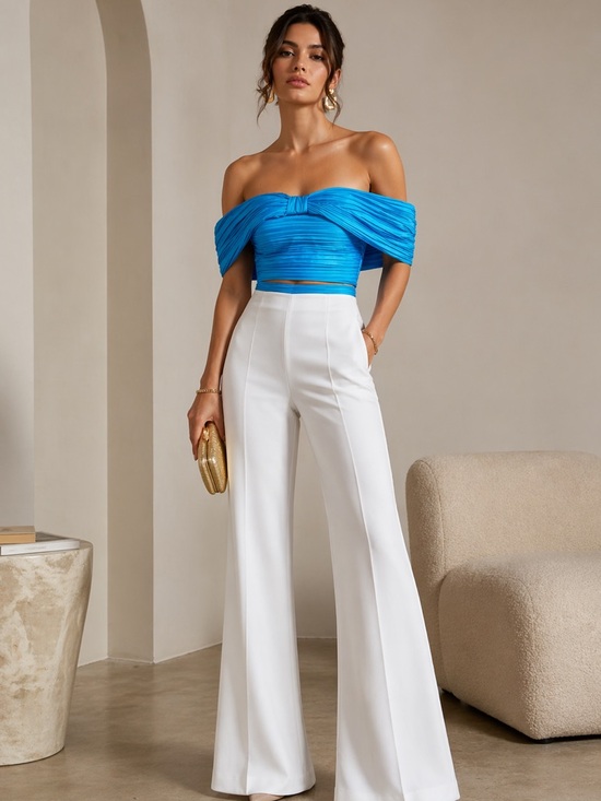 semsem Newyork Tops - SEMSEM New York OFF-THE-SHOULDER PLISSÉ SILK BUSTIER TOP
